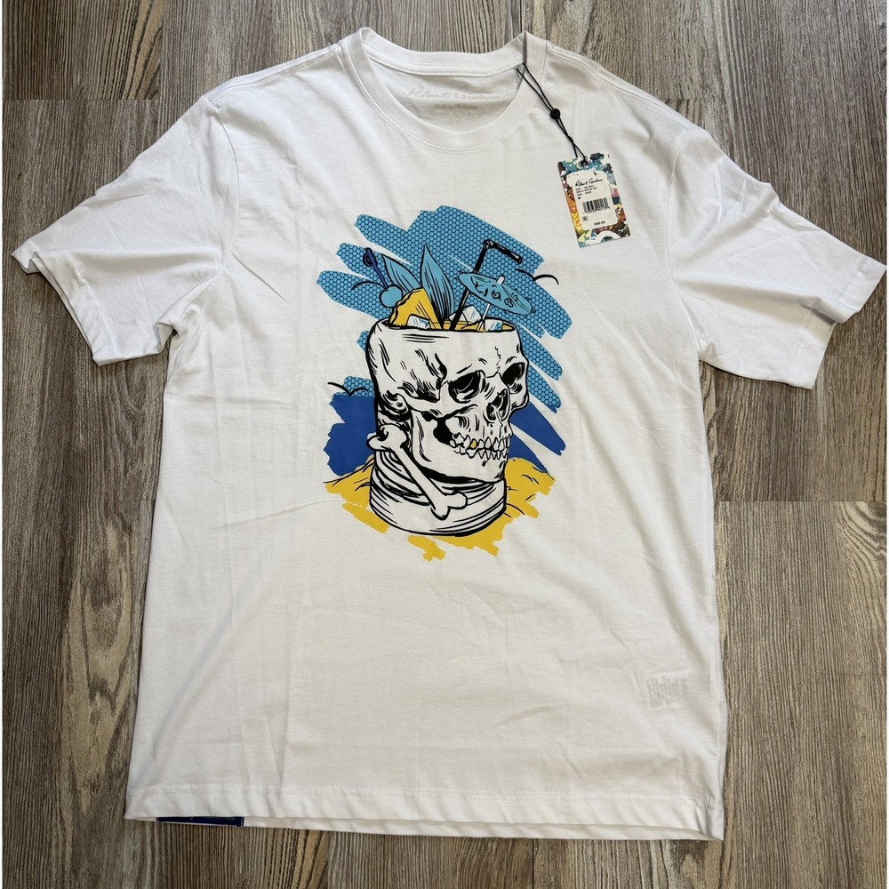 Robert Graham T- Shirt Tiki Skull Graphic Print Crew Neck Men Size M